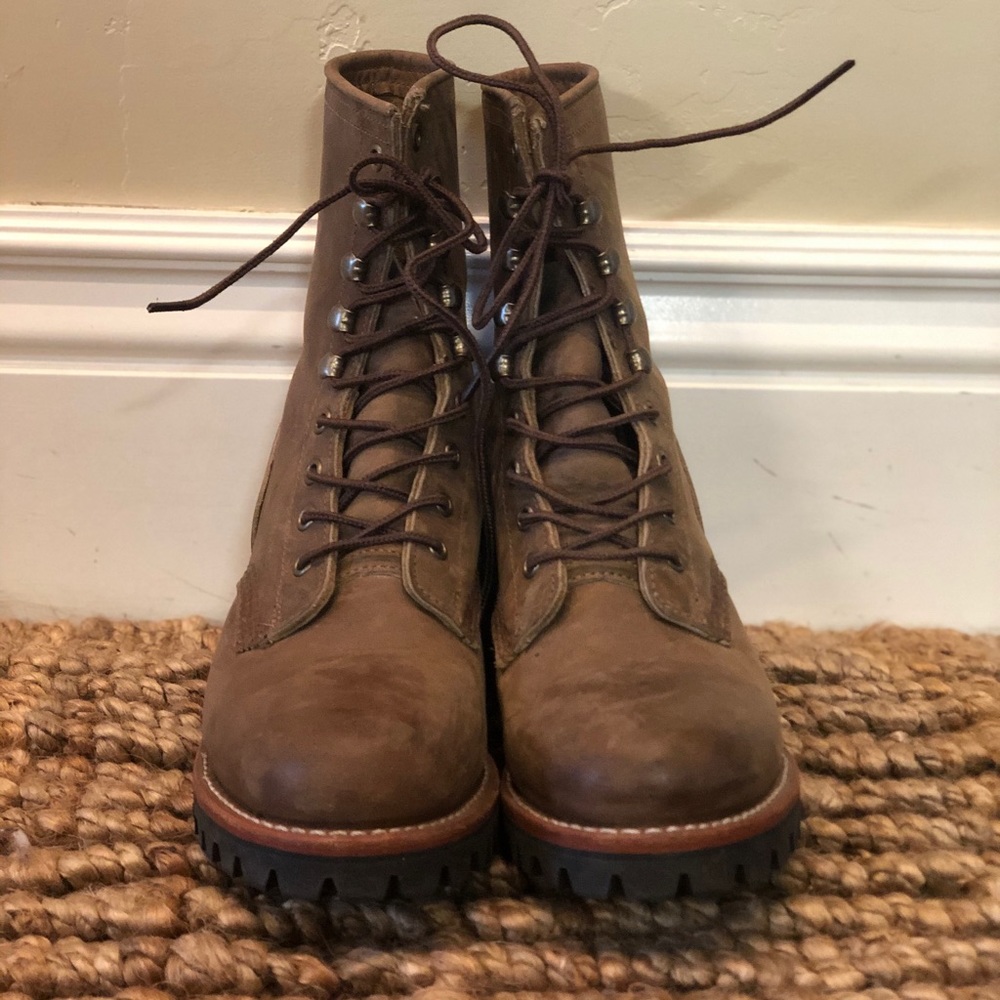 Frye lace up boots with vibram sole